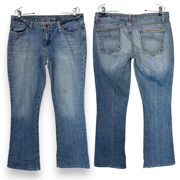 Cruel Girl Denim - Cruel Girl Low Rise Bootcut Jeans Mid Wash Frayed Cuffs 13R Rodeo Fray